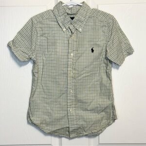 Ralph Lauren Boy's 4T Short Sleeve Plaid Polo Shirt Blue Yellow